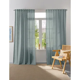 Vorhang HOME AFFAIRE "Linsdorf" Gr. 2, grün (grün, mint), B:140cm H:225cm, Polyester, Gardinen, Vorhang, Leinenstruktur, halbtransparent, Topseller