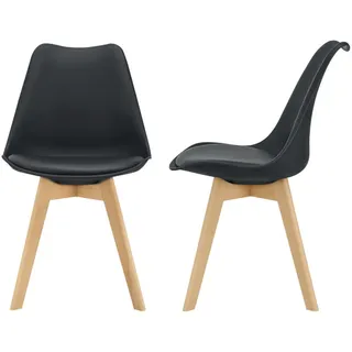 [en.casa] Esszimmerstuhl Fläten Kunstleder schwarz 2er Set