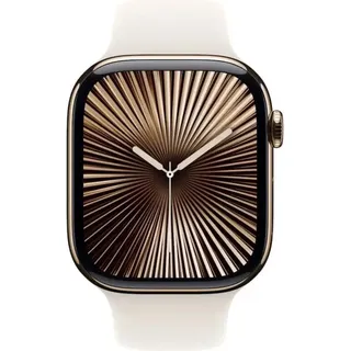 Watch Series 10 GPS + Cellular 46 mm Titaniumgehäuse gold Sportarmband starlight M/L