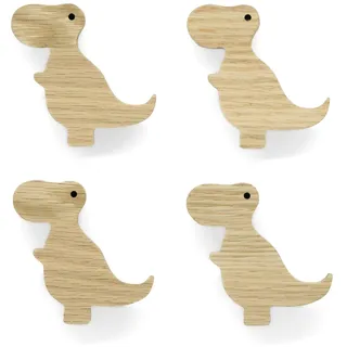 PLT Dino Griffe für Kindermöbel aus unbehandeltem Eichenholz, Knauf, Knopf, Dinosaurier, Kommode, Schrank, Schublade, Tür, Kinderzimmer, Geschenk (4, Tyrannosaurus)