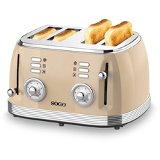 Bild von Human Technology 4-Scheiben-Toaster Kontrollleuchte, Toastfunktion Beige,