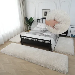 MY HOME Bettumrandung »Micro exclusiv Teppich, sehr hoher Flor, weich durch Mikrofaser« Höhe 78 mm 3 Stk. tlg. Bettvorleger, Läufer-Set, weich, unifarben, Microfaser, Schlafzimmer,