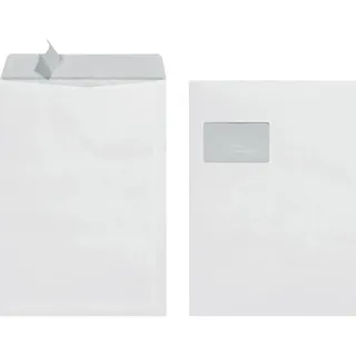 Herlitz Versandtasche C4 90 g Haftklebend mit Fenster, 25 Stück mit Innendruck in Folienpackung, eingeschweißt, weiß