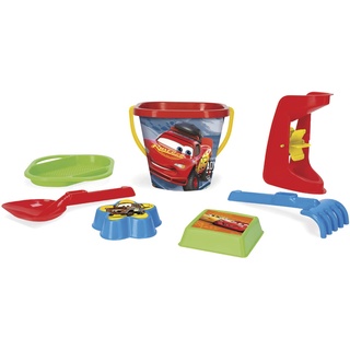 Wader 77642 - DISNEY Pixar Cars Strandset mit Eimer, Sieb, Sandmühle, Schaufel, Rechen und 2 Sandformen, 7-teilig, ab 12 Monaten, ideal für Garten, Sandkasten, Strand oder als Geschenk