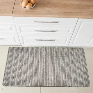 Comart - Manhattan Küchenteppich - Wasserdicht - rutschfest - Schmutzabweisend - Geflochtenes PVC - Teppichläufer mit Metallic-Effekt - für Flur, Küche und Bad - Hellgrau - 50 x 75 cm