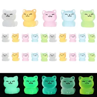 Toyvian Leuchtende Miniatur Katzen Harz – 30er Set Glow in the Dark Katzenfiguren für Garten-Deko Miniatur Landschaft DIY Basteln Tortendeko Kleine Deko Statue für Katzenliebhaber