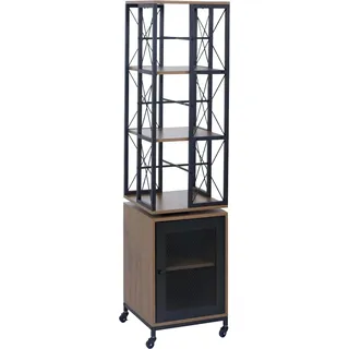 MCW Bücherregal P13 Rollen Drehbar Metall Industrial Melamin 162x40x42cm Braun
