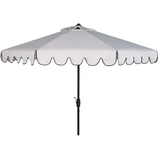 SAFAVIEH Metall Terrassenschirm, Weiß und Schwarz, 255 X 255 X 248 cm