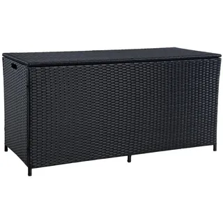 Estexo Polyrattan Auflagenbox Kissenbox Gartenbox 114 cm Aufbewahrungsbox Truhe Schwarz