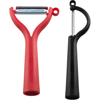 Tupperware Universalschäler Rot + Schälfix Schwarz (inkl. Orangenschäler)