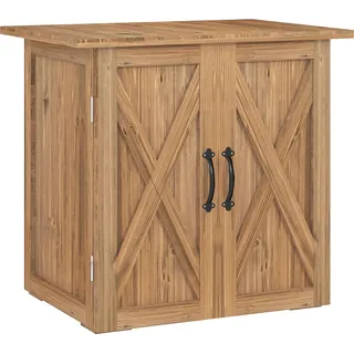 Gartenschrank Holz - Geräteschrank für Außen - Wasserdicht - 2 Magnettüren - 77×55×72 cm - Braun - Braun