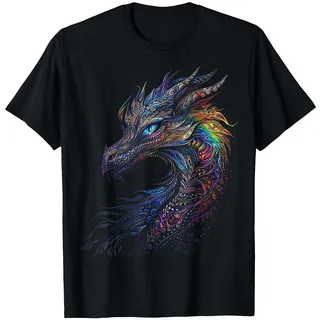 Drache Mandala Tier Kunst Bunte Grafik Drache T-Shirt