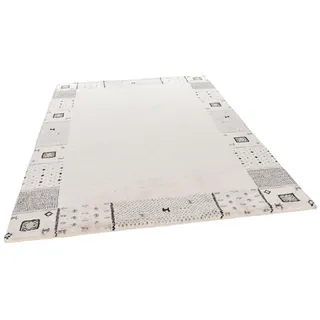THEKO Wollteppich "Denver 1999, handgeknüpft" rechteckig 16 mm Höhe reine Wolle, Gabbeh Design, mit Bordüre, auch in rund, Wohnzimmer, beige