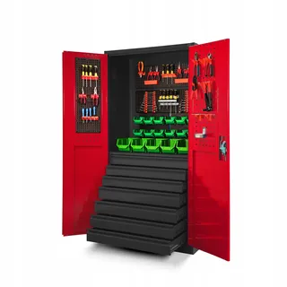 Jan Nowak Werkzeugschrank Stahlblech 185 cm x 92 cm x 50 cm anthrazit/rot