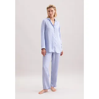 Pyjama SEIDENSTICKER, Damen, Gr. 36, blau, 100% Modal, gestreift, Homewear-Sets Pyjama