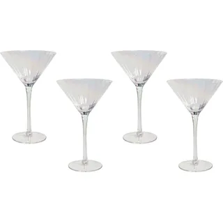 BELIANI Martinigläser 4er Set Transparent Schimmernd Geriffelt 220 ml 22 cl Fassungsvermögen Mundgeblasen Cocktailgläser Glaswaren Gläser - Transparent