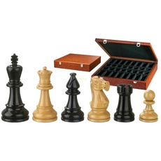 Bild 2271 - Schachfiguren Nero, schwarz natur, Königshöhe 95 mm, in Holzbox