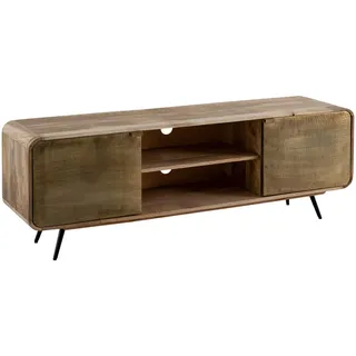 Mid.you Lowboard , Braun , Metall , Mangoholz , massiv , 160x55x41 cm , stehend, handgemacht , Wohnzimmer, TV Möbel, Lowboards, Lowboards stehend