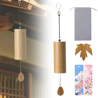 VEGOATY Japanisches Bambus-Windspiel – Meditations-Klangspiel Mit Geschenkverpackung, Zen Windspiel Für Akkord Klangheilung, Meditation, Yoga, Garten & Zuhause, F-Akkord