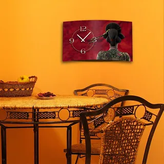 Digital Designer Art Geisha Designer Wanduhr modernes Wanduhren Design leise kein ticken DIXTIME 3D-0342 - Rot
