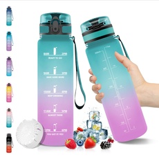 Bild von Trinkflasche 500ml, Tritan Sport BPA Frei, Wasserflasche 0.5L Zeitmarkierung und Filter, Trinkflasche Kohlensäure Geeignet, für kinder, Sport, Fahrrad, Camping, Outdoor