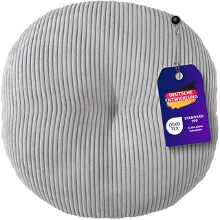Traumnacht Cozy Bodenkissen aus gemütlichem Cord-Bezug, steingrau, rund mit 60cm Durchmesser und Circa 18-19cm hoch, 1.180g Füllgewicht, produziert nach deutschem Qualitätsstandard