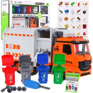 Interaktiver Müllwagen für Kinder ab 3 Jahren. Ökologie lernen + 4 Container + Müllkarte