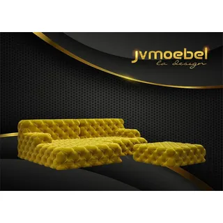 JV moebel Wohnlandschaft L-Form Ecksofa Couch Design Polster Garnitur Sofa Chesterfield gelb