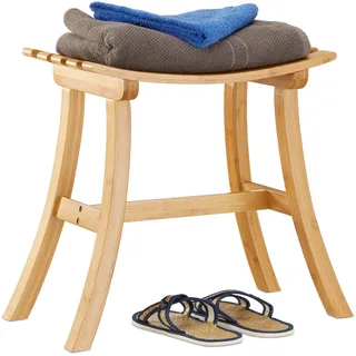 Relaxdays Hocker aus Bambus 56 x 48 x 28,5 cm Natur