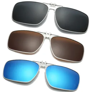 Long Keeper 3 Paar Polarisierte Sonnenbrille Clip für Brillenträger Sonnenbrillen Aufsatz Brille Polarisiert, Sonnenbrille Zum Aufstecken Herren Damen