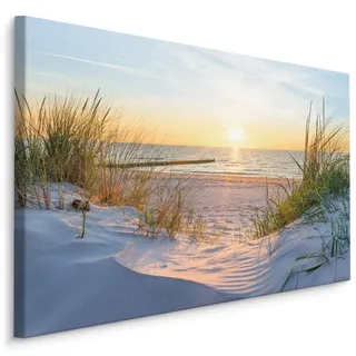 Muralo Leinwandbild Sonnenaufgang Meer 100x70 , Holz, Textil , Wasser/Strand/Meer , Rechteckig , 100x70 cm , Bilder & Rahmen, Bilder, Leinwandbilder