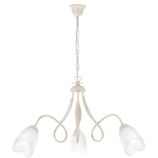 ONLI Kronleuchter 3 Lichter aus Metall Elfenbein, goldfarben, mit Kristallen, satiniert, Ambra