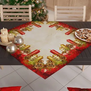 PETTI Artigiani Italiani – Weihnachts-Tafelaufsatz, Weihnachts-Tafelaufsatz für den Küchentisch, 90 x 90 cm, Tischläufer, Kerzen-Tafelaufsatz, 100 % Made in Italy