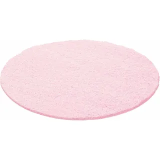 MY HOME Teppich MY HOME "Shaggy 30" Gr. 10, rosa (hellrosa), H:30mm Ø:190cm, Kunstfaser, Teppiche, Teppich, Teppich in Uni-Farben, besonders weich und kuschelig, Wohnzimmer