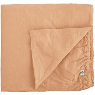 Linen & Cotton Weicher Griff Spannbettlaken Spannbetttuch Bettlaken mit Gummizug Alicia -100% Leinen Gewaschen, Coral Rosa (180 x 200 cm) Laken Leintuch Betttuch Groß Bettwäsche Bett Doppelbett Sommer