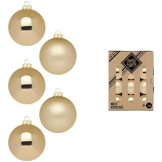 Holly & Jolly - Weihnachtskugeln Brocade Gold, 24 Stück | Christbaumkugeln aus Glas, ca. 3 cm, Weihnachtsbaumschmuck in Gold, matt & glänzend, Weihnachtsdeko für Innen