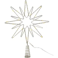 RIFFELMACHER & WEINBERGER Christbaumspitze »Doppelstern, Weihnachtsdeko, Christbaumschmuck«, aus Metall, mit LED Beleuchtung, Höhe ca. 26 cm, silberfarben