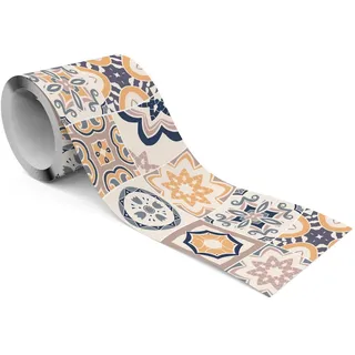 Muralo Selbstklebende Bordüre Tapetenbordüre Ornamente orientalische Fliesen Mosaik mehrfarbig 10 cm X 300 cm X 300 cm