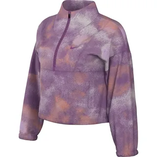 Nike One Therma-Fit Oversize-Oberteil Aus Fleece Mit Halbreißverschluss Und Print (Damen), Hot Fuchsia/Hot Fuchsia, FZ6969-518, XS