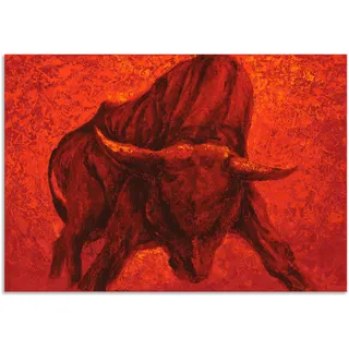 Artland Wandbild »Katalanischer Stier«, Wildtiere, (1 St.), als Alubild, Outdoorbild, Leinwandbild, Poster, Wandaufkleber, rot