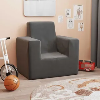 vidaXL Kindersofa Anthrazit Weich Plüsch - Grau