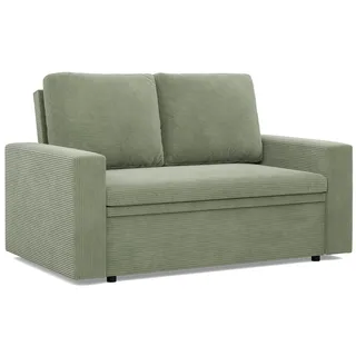 Sofa mit Schlaffunktion NEO, Wohnzimmer Sofa 2-Sitzer 148x87cm, Cord Grün - Grün