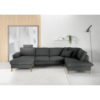 3C Candy Wohnlandschaft »Lecce, wahlweise PUR-Schaumstoff oder Tonnentaschenfederkern U-Form« Bettkasten in Umbauecke und Longchair, sowie Querschläfer im 2-Sitzer, schwarz