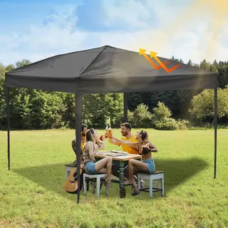 Izrielar Faltpavillon 3x3 m wasserdicht – Pavillon faltbar mit UV-Schutz 50+, Gartenzelt & Partyzelt, ideal für Garten, Camping, Hochzeit & Strand Grau - Grau
