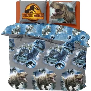 Jurassic World - "Dominion" wendbar Bettwäsche TC158 (Einzelbett) (Grau/Blau/Schwarz/Golden) - Grau