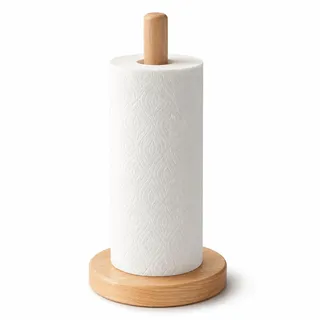 QGGTQG Küchenrollenhalter Stehend Küchenrolle Halter Papierrollenhalter | Küchenrollenhalter Holz mit Stabilem Holzfuß, Stehender Rollenhalter für Küche, Bad, Tischplatte
