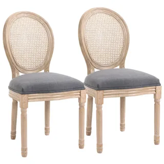 Homcom Küchenstuhl Rattan Polyester grau 2er Set