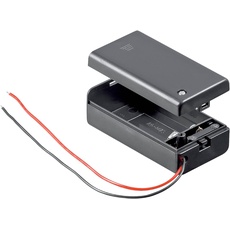 Batteriehalter für 1 x 6LR61 9 V Batterie mit Deckel schwarz, cablepelado®