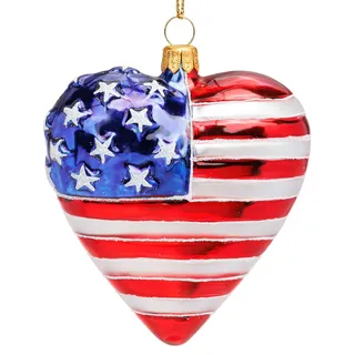 SIKORA American Heart besondere Weihnachtskugel Glas Weihnachtsmann Christbaumschmuck Deko Figur Weihnachten Anhänger Ornament - Premium Line - BS838