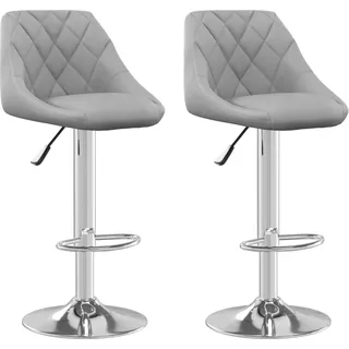 vidaXL Barhocker 2 Stk. Hellgrau Samt - Grau